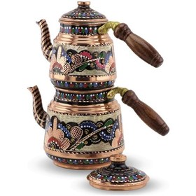 Resim Gül Çiçek Middle Bakır Çaydanlık 1,9 lt Bakır 