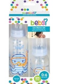 Resim Bebsi Cam Biberon Seti Mavi 250 ML+125 ML 