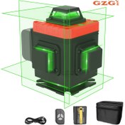 Resim GZG Profesyonel 4D Kendinden Düzleştiren Lazer Seviye - 16 Yatay Çizgili Ağır Hizmet Tipi İnşaat Lazeri, Fayans Montajı, Marangozluk ve Tesisat için Yeşil Lazer Hattı - USB Güçlü (Kablo Dahil) & Uzaktan Kumanda - Tripod/Montaj Braketleri ile Uyumlu - Yükleniciler ve DIY Projeleri, Marangoz Hizalama, Kompakt Tasarım, Güvenilir Performans, Ev Yenileme İçin İdeal 