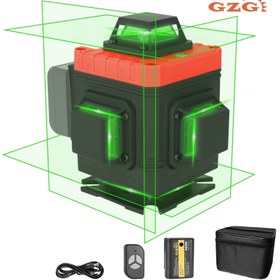Resim GZG Profesyonel 4D Kendinden Düzleştiren Lazer Seviye - 16 Yatay Çizgili Ağır Hizmet Tipi İnşaat Lazeri, Fayans Montajı, Marangozluk ve Tesisat için Yeşil Lazer Hattı - USB Güçlü (Kablo Dahil) & Uzaktan Kumanda - Tripod/Montaj Braketleri ile Uyumlu - Yükleniciler ve DIY Projeleri, Marangoz Hizalama, Kompakt Tasarım, Güvenilir Performans, Ev Yenileme İçin İdeal 