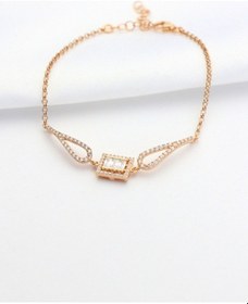 Resim Baget Taşlı Melek Kanadı Gümüş Bileklik Rose Gold 