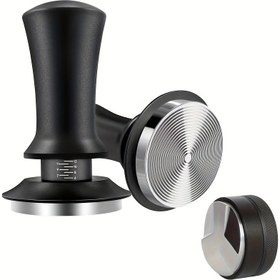 Resim Premium Paslanmaz Çelik Espresso Tamper - Ayarlanabilir Derinlik, Kalibrasyon Yayı, Baristalar & Ev Kullanımı İçin Mükemmel 