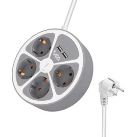 Resim Mena Rise Priz, 2 Usb’li, Anahtarlı, 1.5 Metre, 3680 Watt, 16 Amper Priz 