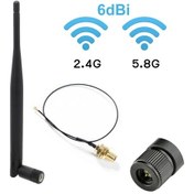 Resim 6Dbi Sma Erkek Anten 35Cm Ipex Kablo Ufl Soket Dual Band 2.4Ghz 