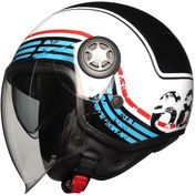 Resim Free-M FR612 Güneş Vizörlü Retro Yarım Açık Kask Parlak Mavi - Siyah 