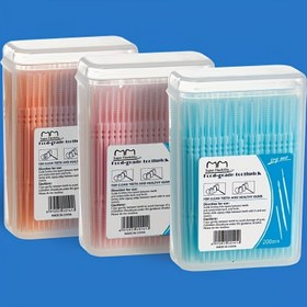 Resim 200 adet Çift Başlıklı Tek Kullanımlık Diş Çubuğu - Temiz Dişler ve Sağlıklı Diş Eti için Plastik Diş İpi Çubuğu, Seyahat ve Ev Kullanımı için İdeal, Seyahat Diş Bakımı | Çift Başlı Diş Çubuğu | Plastik Diş Çubuğu 