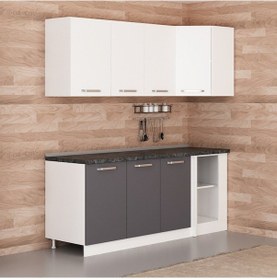 Resim Minar 200cm Köşe Mutfak Dolabı - Beyaz/antrasit K200-a1 