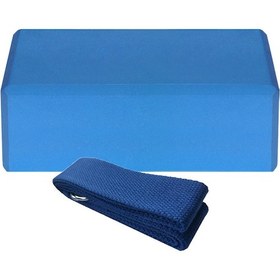 Resim Konesam Mavi Eva Yoga Blok Ve Pamuklu Gergi Seti - Denge, Esneklik Ve Egzersiz Destekleyici Pilates & Yoga Aletleri 