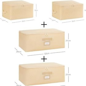 Resim Ocean Home Textile 4'lü Bej Balıksırtı Hurç Set 2 Adet 30 x 22 x 18/2 Adet 52 x 28 x 21 cm 