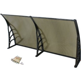 Resim Gardinus Kapı Üstü Pratik Sundurma 240 Cm X 80 Cm Siyah Ayak -Bronz Levha 