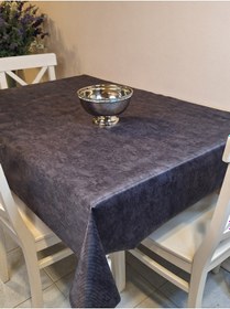 Resim Kumaş Dokulu Tabanı Silikonlu Yıkanabilir Silinebilir Ütülenebilir Kaymaz Dekoratif Masa Örtüsü Brs020 Koyu Gri 