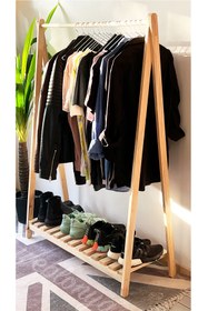 Resim Weblonya Ayaklı Elbise Askısı Ahşap Askılık Konfeksiyon Askısı 6013 