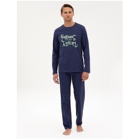Resim Pierre Cardin Erkek İndigo Pijama Takım 50322652-320 İndigo 