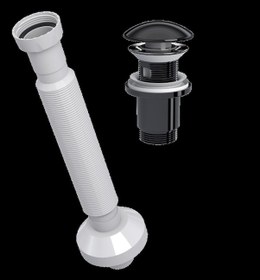 Resim Yapıtaşı Yt654 Seramik Başlıklı Taşmalı Bas Aç Lavabo Gider Sifonu Parlak Siyah 