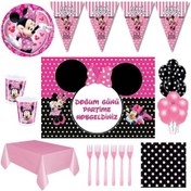 Resim Minnie Mouse 24 Kişilik 70X100 Cm Afişli Puantiyeli Doğum Günü P 