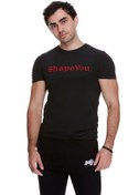 Resim ShapeYou Erkek Siyah Kırmızı Nakışlı Fitness Spor T-Shirt 