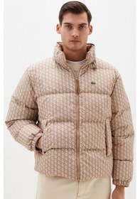 Resim Lacoste Relaxed Fit Down Fill Mens Jacket Gizlenebilir Kapüşonlu Rahat Kesim Suya Dayanıklı Erkek Kaz Tüyü Mont Sütlü Kahve Süt Kahvesi 