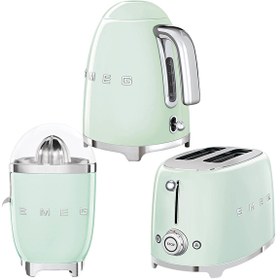 Resim Smeg Pastel Yeşil Kettle-1x2 Ekmek Kızartma Makinesi ve Narenciye Sıkacağı Seti smeg