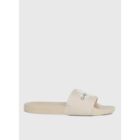Resim Calvin Klein Bej Erkek Plaj Terliği Slıde Monogram Co 