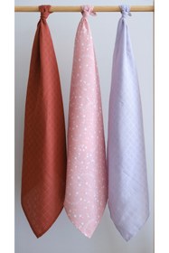 Resim runbaby ( 3 Adet ) 100x75cm %100 Pamuk 3'lü Müslin Örtü Set 