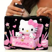 Resim 1 Adet Kişiselleştirilebilir Hello Kitty Makyaj Çantası - Özel İsimli, Pembe Kurdele & Eğlenceli Tasarım, Büyük Kapasiteli Seyahat Tuvalet Organizatörü, Dayanıklı Polyester, Doğum Günü Hediyesi İçin İdeal, Kalem Kutusu, Bozukluk Cüzdanı, Hello Kitty Makyaj Çantası, Kişiselleştirilmiş Hediyeler, Görünür Fermuarlı 