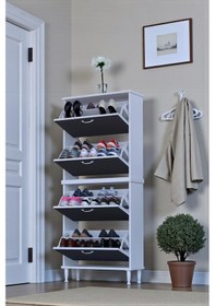 Resim Eliusta Berry Antrasit 8 Raflı 4 Düşer Kapaklı Ayakkabılık 72 Cm Genişlik X 168x26 Cm Ayakkabılık Antrasit 