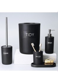 Resim Grooved Banyo Seti Siyah 