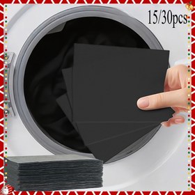 Resim 15 veya 30 Adet (Toplu Paket) Çamaşır Renk Geliştirici Yapraklar - Solmuş Siyah Kıyafetler için Dokusuz Kumaş, Rengi Geri Kazandıran &-Solma Teknolojisi, Bütün Çamaşır Makinesi Modellerine Uyumludur & Temizleyicilerle Entegre Edilebilir, İnsan Sağlığa Zararsız Formül, Şimşek Hızlı Canlandırıcılık, Bozulmayı Önlüyor, Leke Tutmazlığı Artırıyor, Karartmalara Dolgun Ton Katiyor, Beyaz ve Açık/Koyu renklere uygulamalı çoğaltma, Ekonomik Çamaşır ürünleri (15/30 adet), 