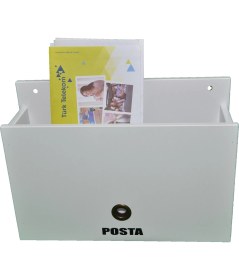 Resim Mimoza Ahşap Posta Kutusu Beyaz 