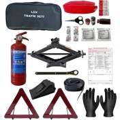 Resim Halidi 4 Parça Trafik Seti Kriko+Trafik Seti+ Kaza Tutanağı+ Eldiven 