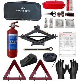 Resim Halidi 4 Parça Trafik Seti Kriko+Trafik Seti+ Kaza Tutanağı+ Eldiven 