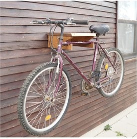 Resim Kütük Raflı Ahşap Bisiklet Askısı Ahşap 