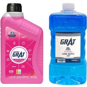 Resim Organik Premium Kırmızı Antifriz 1 Lt + Kışlık Cam Suyu Antifrizi 1 Lt -20 C Kırmızı 