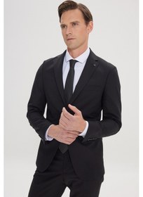 Resim AC&Co / Altınyıldız Classics Erkek Sıyah Slim Fit Dar Kesim Mono Yaka Takım Elbise Siyah 