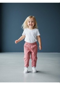 Resim Zekids Kız Bebek Yumuşak Dokulu Cep Detaylı Beli Lastikli Pantolon-16522 Gül Kurusu 
