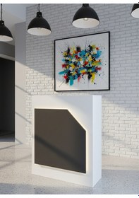 Resim Resital Ledli Karşılama Bankosu G-90 Cm Ofis Kasa Resepsiyon Masası Banko-002-1-4 