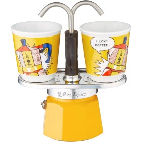 Resim Bialetti - Set Mini Express: Ocak Üstü Espresso Pişirici + 2 Cups - Lichtenstein Serisi 