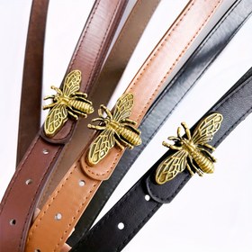 Resim Klasik Küçük Arı Bel Kemeri Kadın Siyah Basit Çok Yönlü Kot Kemer Moda Pantolon Kemerleri 