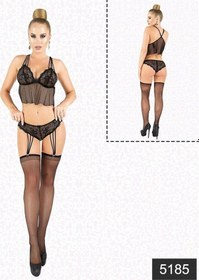 Resim Aria's Closet Arias Closet Jartiyerli Büstiyer Set Siyah 