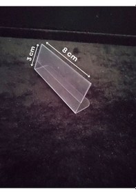 Resim 10 Ad Şeffaf Plastik Etiketlik İsimlik 8x3 Cm Kartvizitlik Ayaklı 
