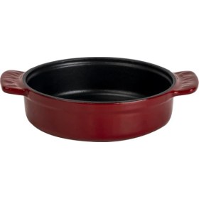 Resim Lava Döküm Yuvarlak Güveç Kabı Döküm Demir Yekpare Çift Kulplu ÇAP(Ø)14CM.-BORDO 