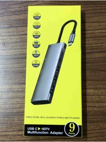 Resim Kelepir Fırsatlar Gri Renk Metal Aleminyum Kasa 9 In 1 Çevirici Type C Hub Macbook Pro Air Çevirici Çoğaltıcı 