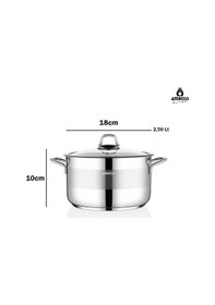 Resim Amboss Saphire Paslanmaz Çelik 18 cm Cam Kapaklı Derin Tencere 