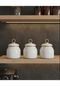 Resim Emaye Baharatlık Seti -saklama Kabı Ekru Renk Ekru 