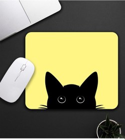 Resim Sarı Renk Kedi Baskılı Mouse Pad 23x19cm Fare Altlığı Kaydırmaz Taban Mousepad 