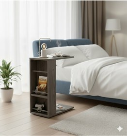 Resim Unisoft Pintya C Tipi Koltuk Yanı Sehpası Dergilikli Laptop Kahve Yan Sehpası Cafe Legna - Antrasit 