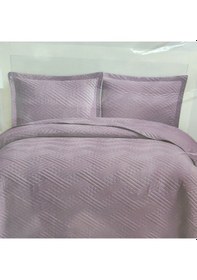 Resim Washed Çift Kişilik Yatak Örtüsü Mozaik Kül Moru Diğer 