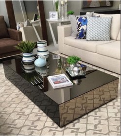 Resim LUXURY VİLLA Luxury Bronz Aynalı Orta Sehpa 60x120 Ölçüsünde Yükseklik 30 Cm 