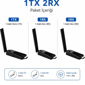 Resim CoverZone Kablosuz HDMI Verici ve Alıcı Seti Tx Rx 1080P 60Hz Wireless Görüntü Aktarıcı Plug & Play HDMI Transmitter Receiver Kit Tv Monitör Projektör Sunum ve Toplantı Kullanımı Için (1tx 2rx) ZR1287 