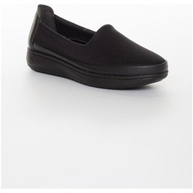 Resim Dilimler Ayakkabı Hakiki Deri Streç Siyah Kadın Günlük Ayakkabı-1120-Siyah 